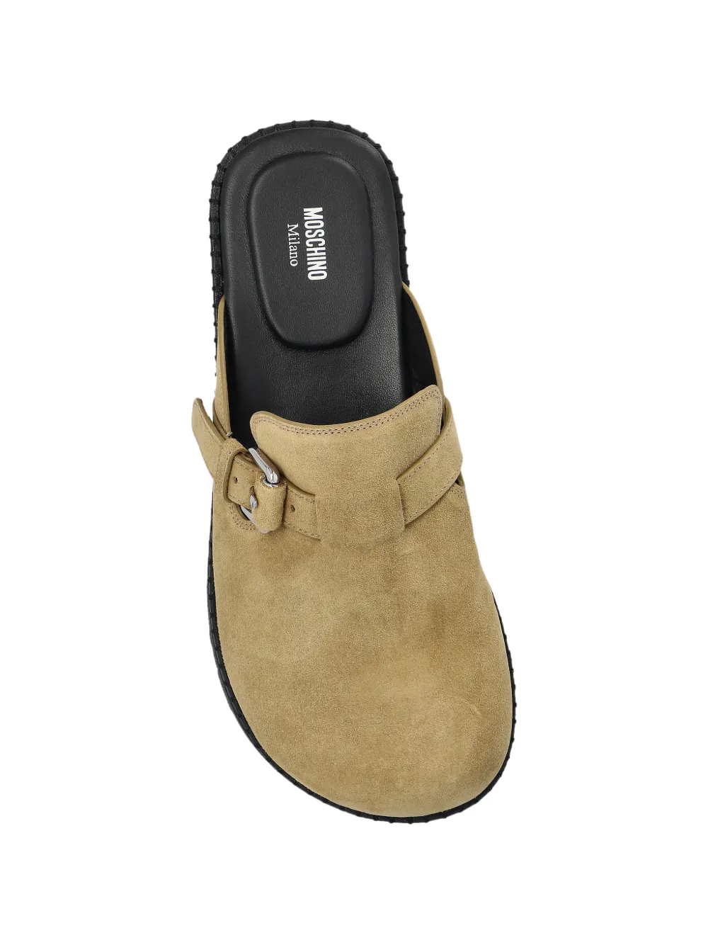 Moschino Suède muiltjes met gesp Beige