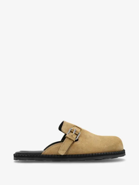 Moschino buckled suede mules