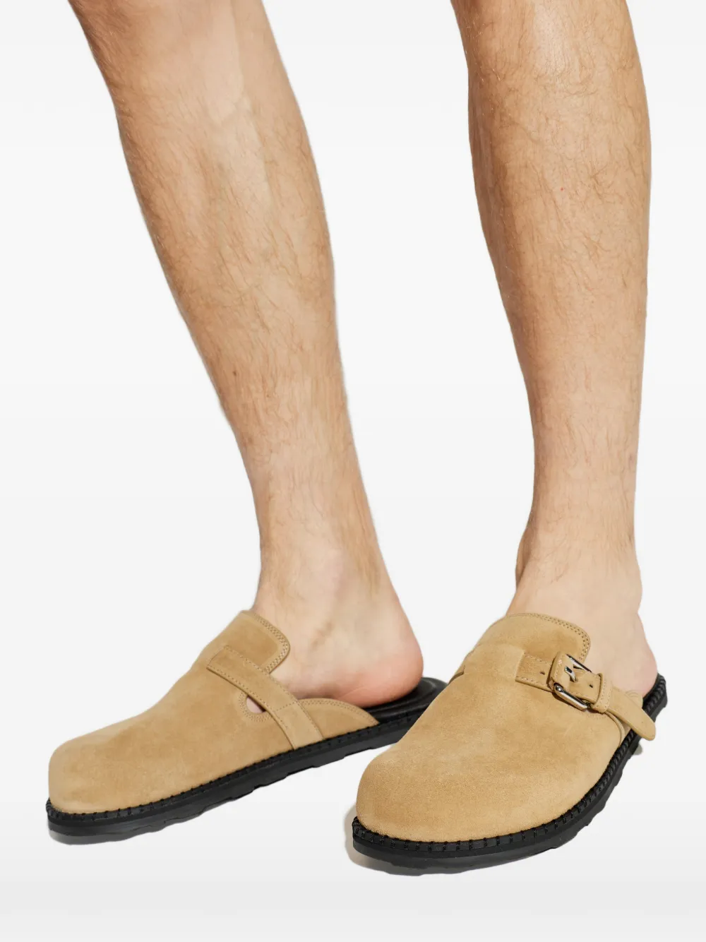 Moschino Suède muiltjes met gesp Beige