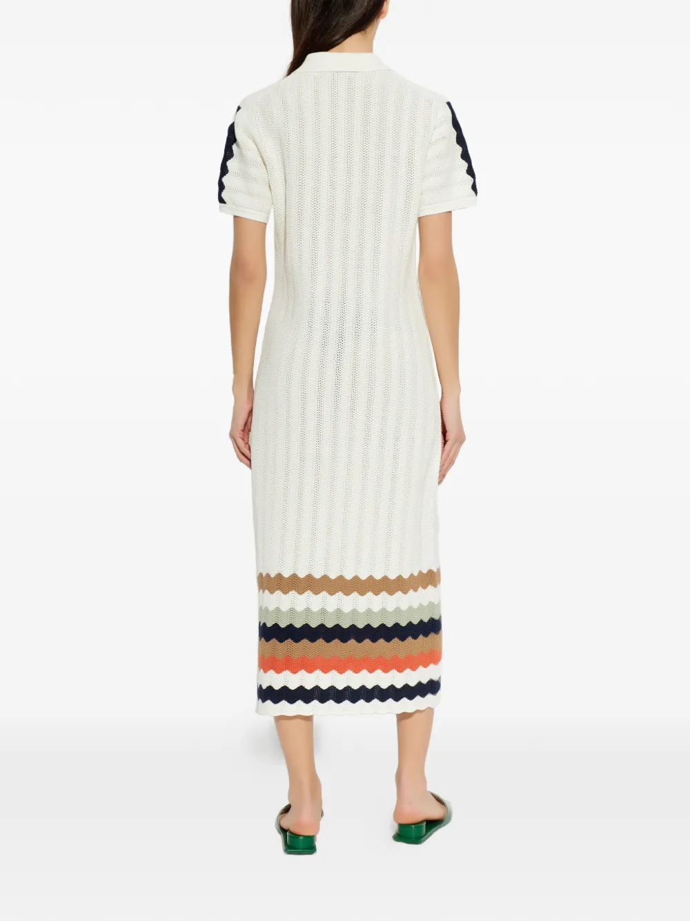 Striped-Pattern Midi Dress