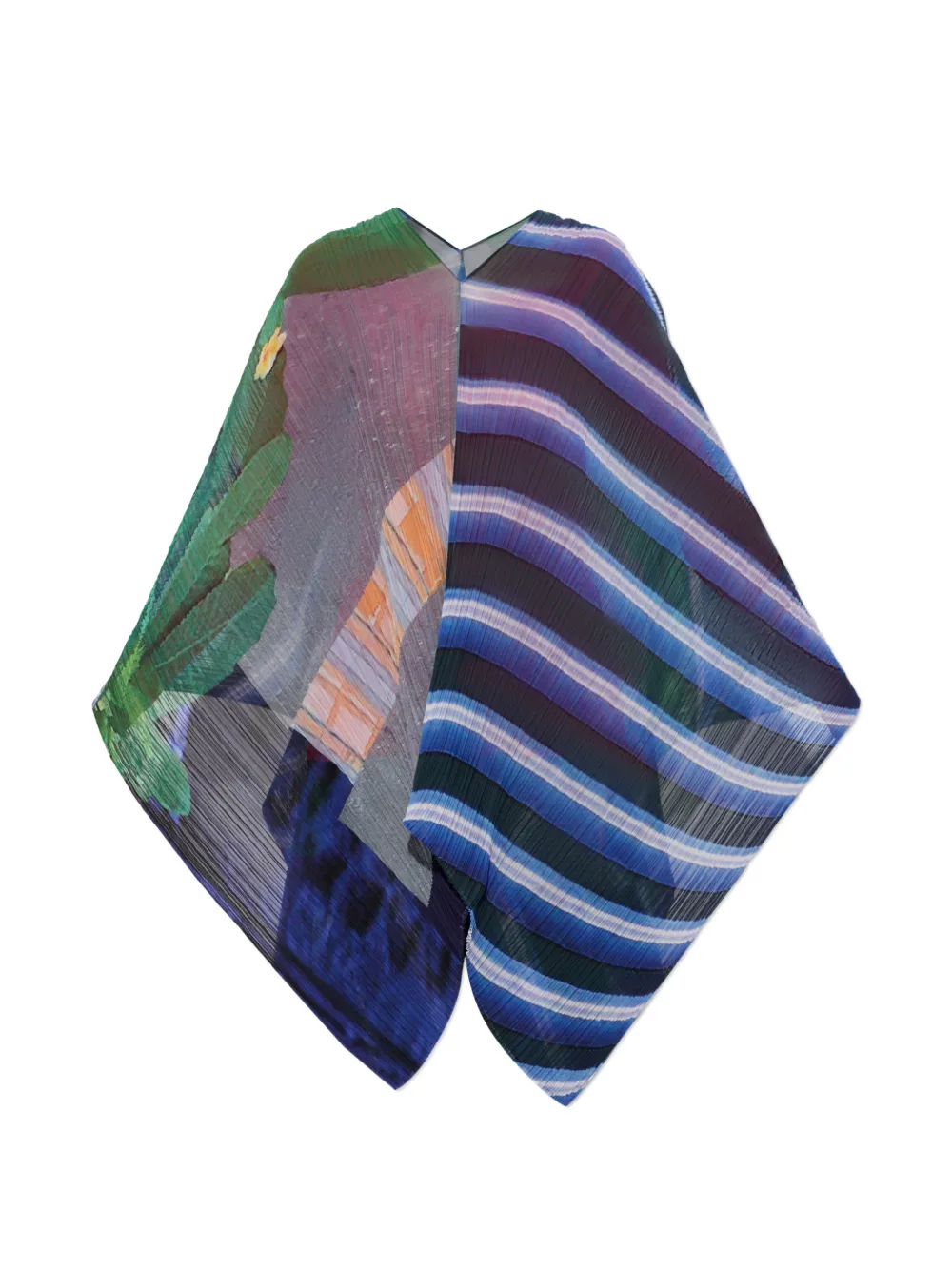 Pleats Please Issey Miyake pleated-patterned poncho - Blau