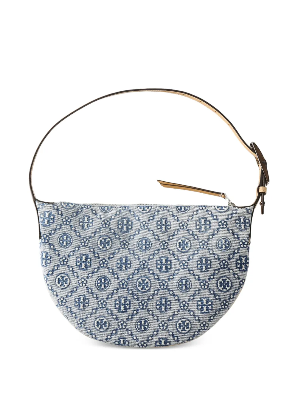 Tory Burch Kleine T-Monogram denim ballontas Blauw
