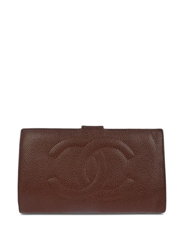 CHANEL ヴィンテージ レザー 二つ折り 長財布 CHANEL Pre-Owned 1997 二つ折り長財布 | ブラウン | FARFETCH JP