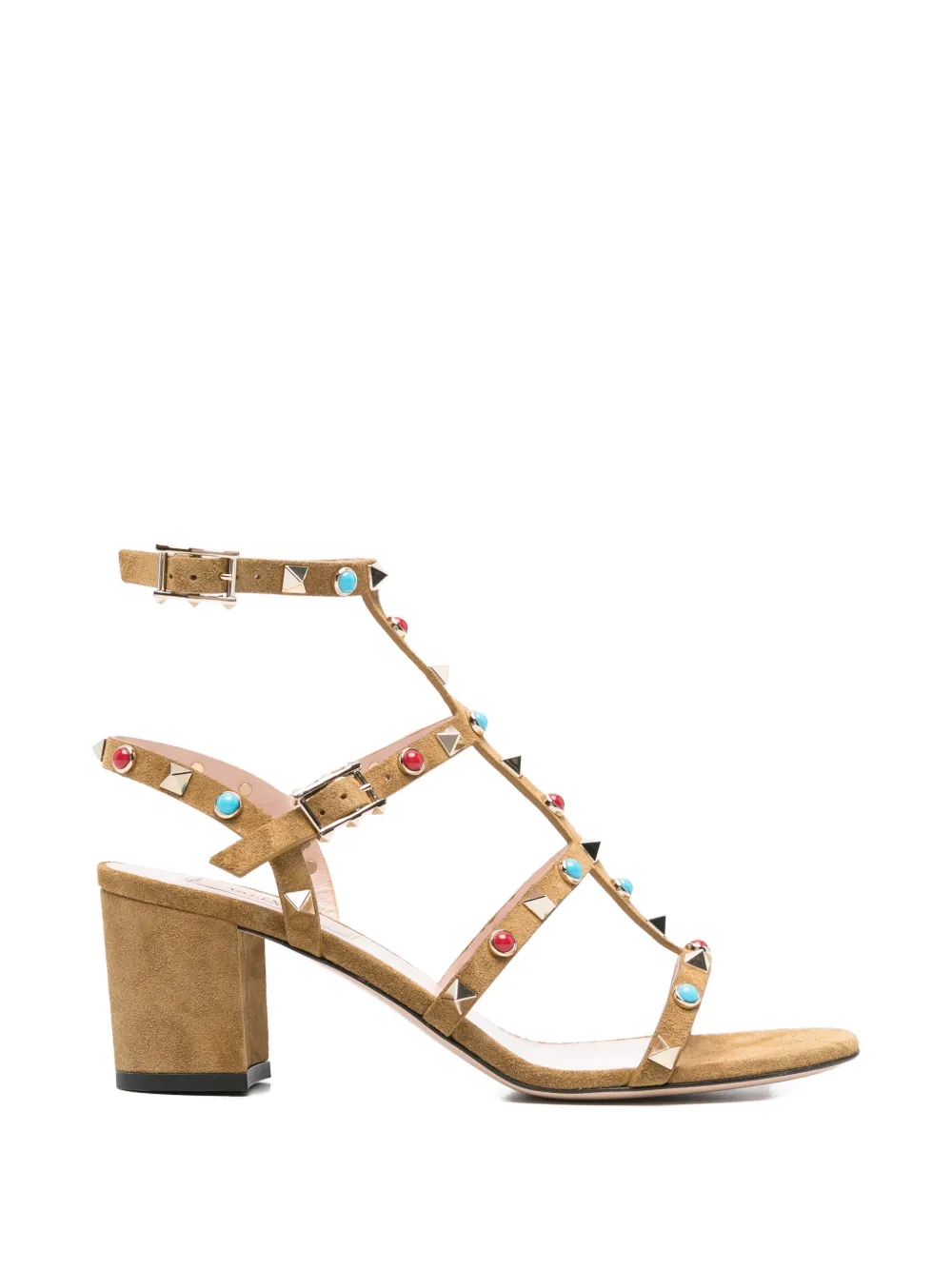 Valentino Garavani stud-embellished strap sandals - Marrone