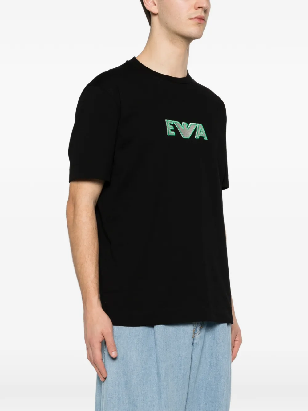 Emporio Armani T-shirt met geborduurd logo Zwart