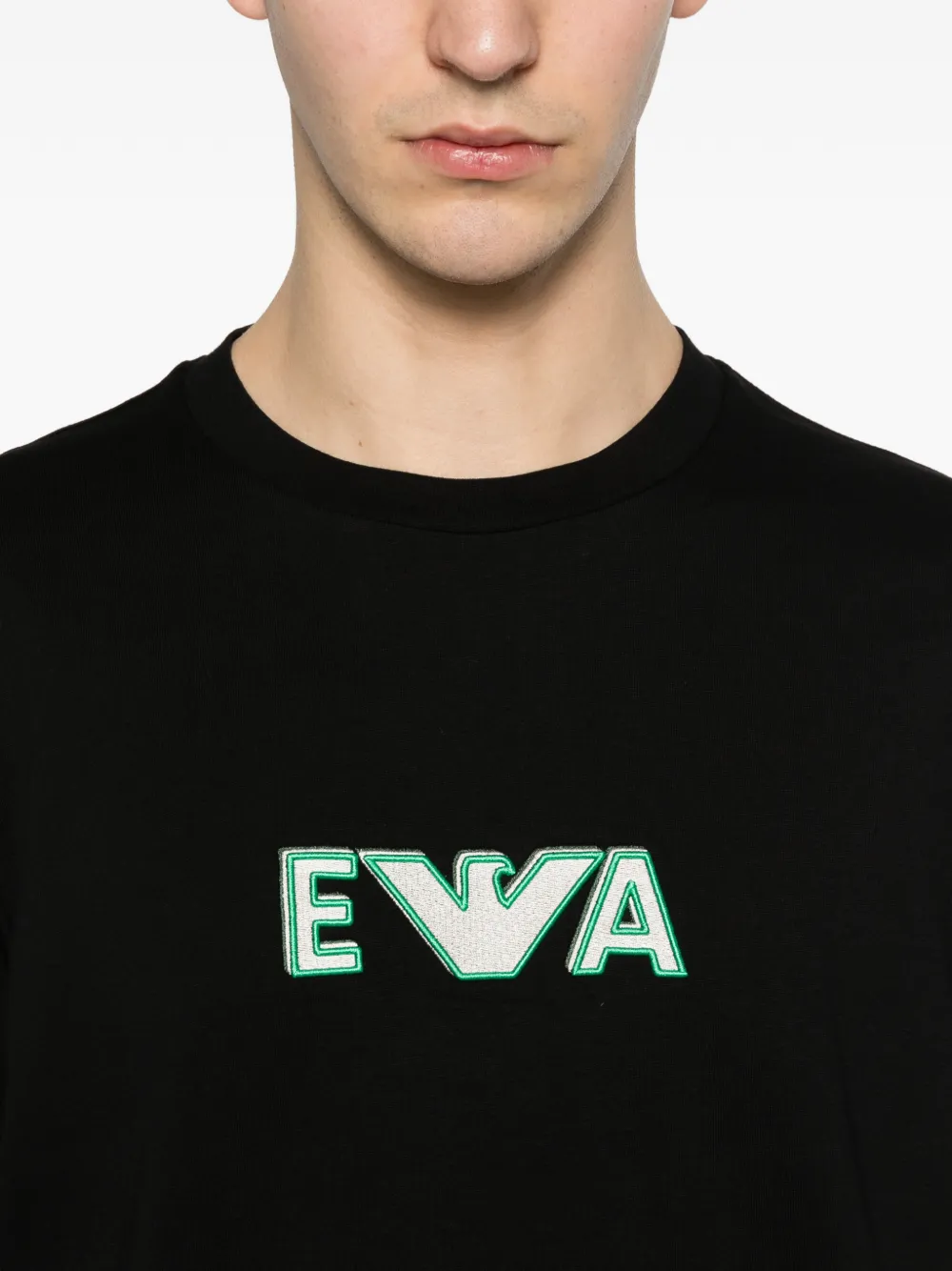 Emporio Armani T-shirt met geborduurd logo Zwart