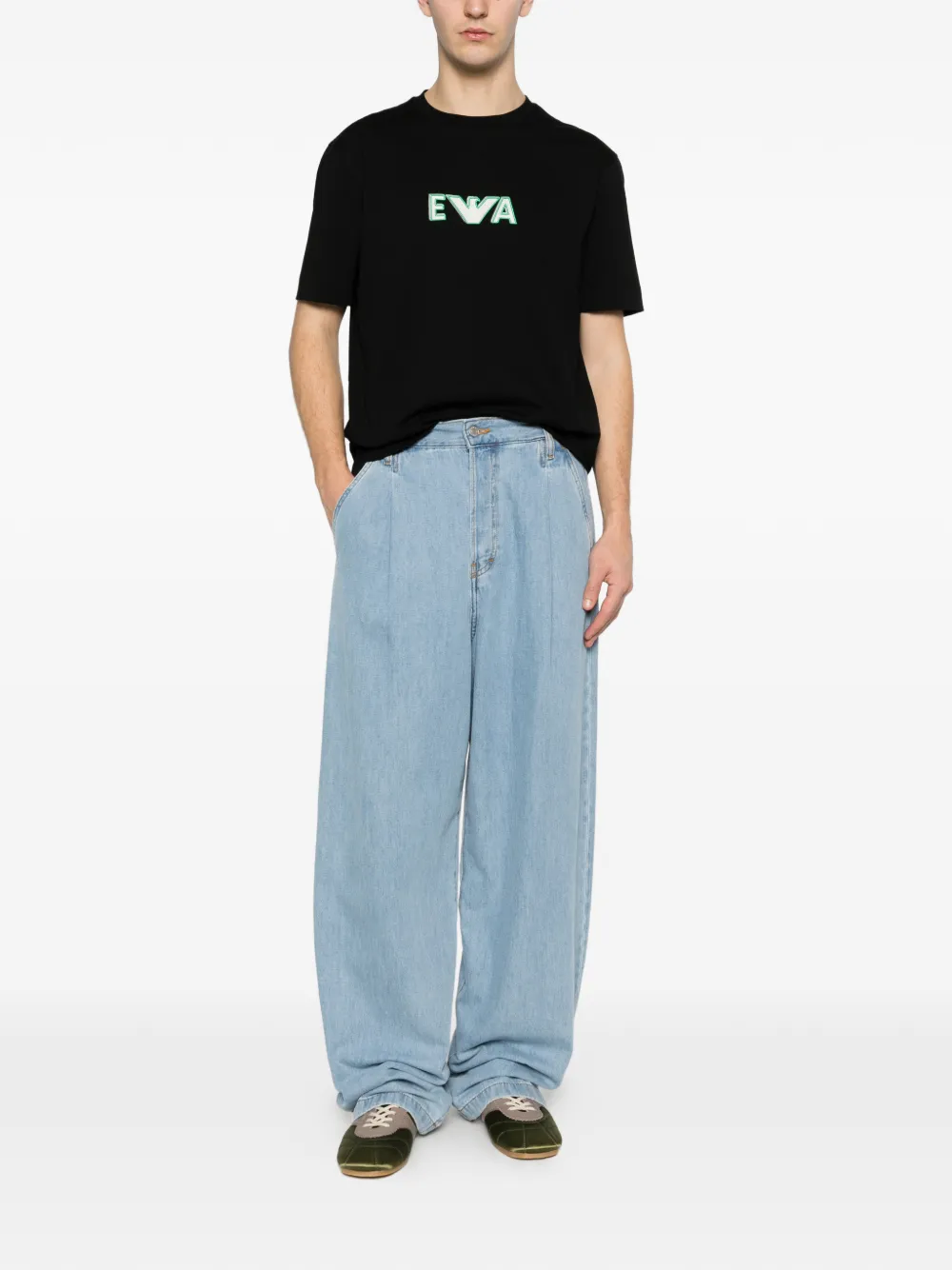 Emporio Armani T-shirt met geborduurd logo Zwart