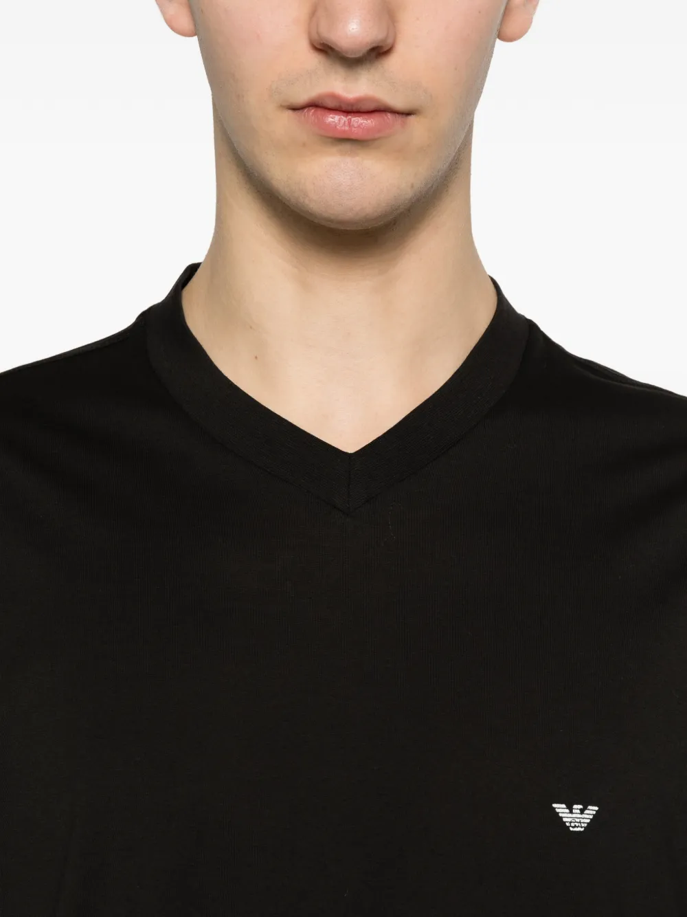 Emporio Armani T-shirt met V-hals Zwart