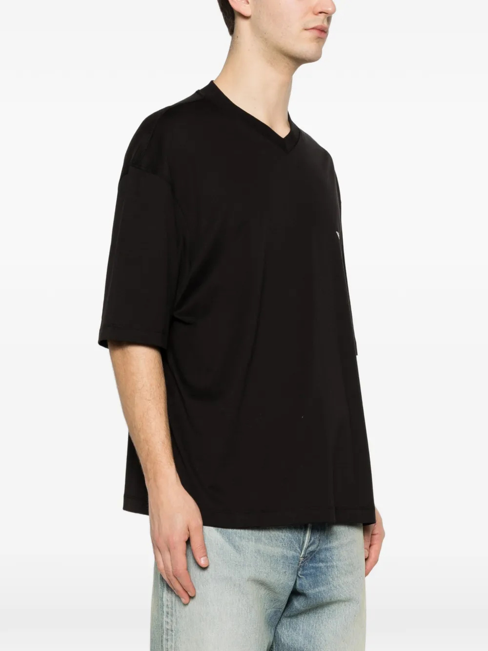 Emporio Armani T-shirt met V-hals Zwart