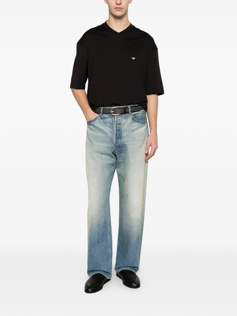 Emporio Armani T-shirt met V-hals Zwart