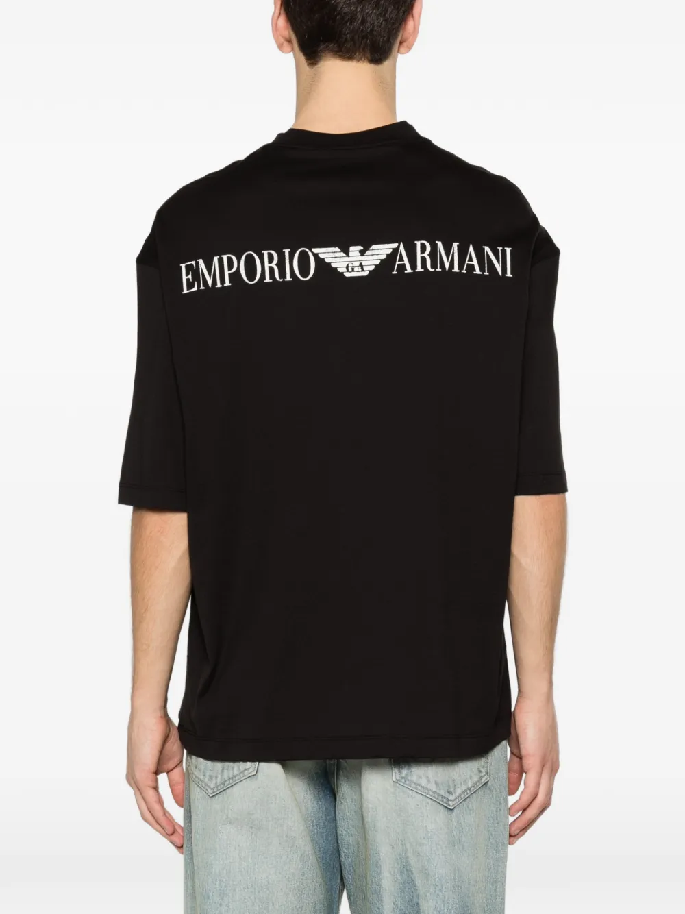 Emporio Armani T-shirt met V-hals Zwart