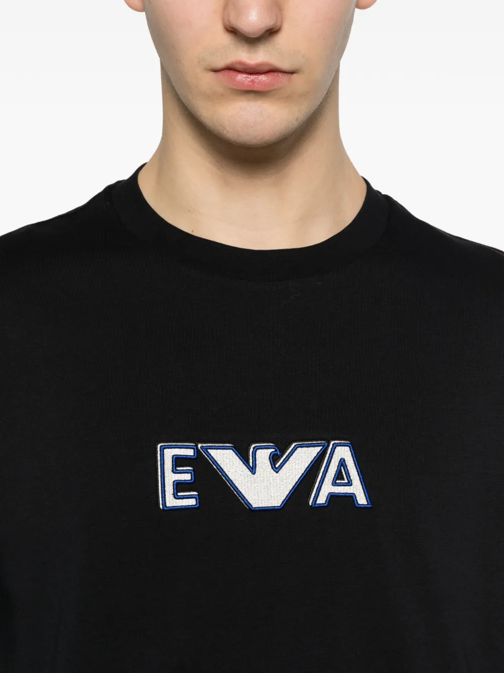 Emporio Armani T-shirt met geborduurd logo Blauw
