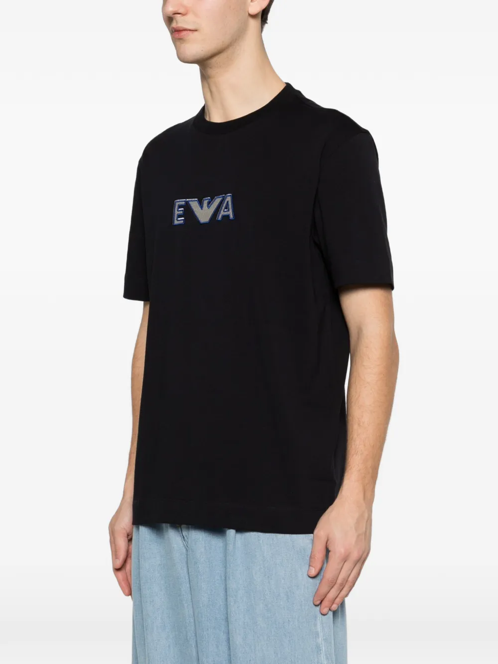 Emporio Armani T-shirt met geborduurd logo Blauw