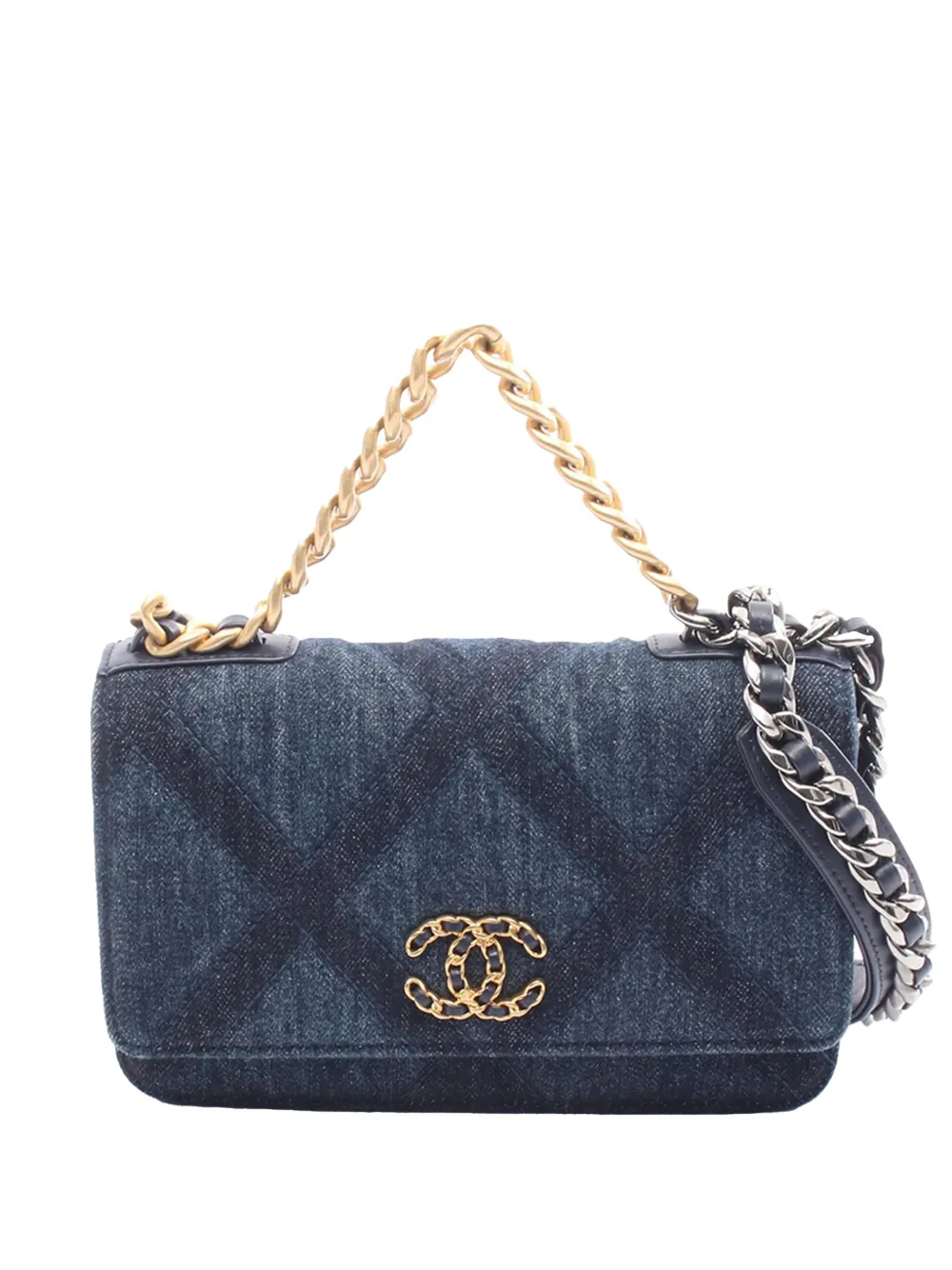 CHANEL Pre-Owned 2025 Denim 19 Wallet on Chain crossbody bag - Blu