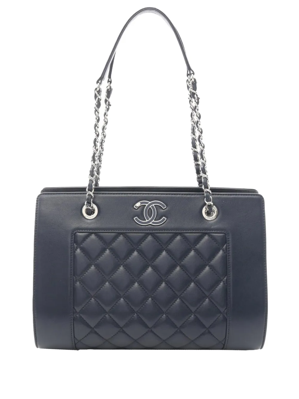 CHANEL Pre-Owned 2016-2017 Large CC Quilted Lambskin Shopping tote bag - Blu