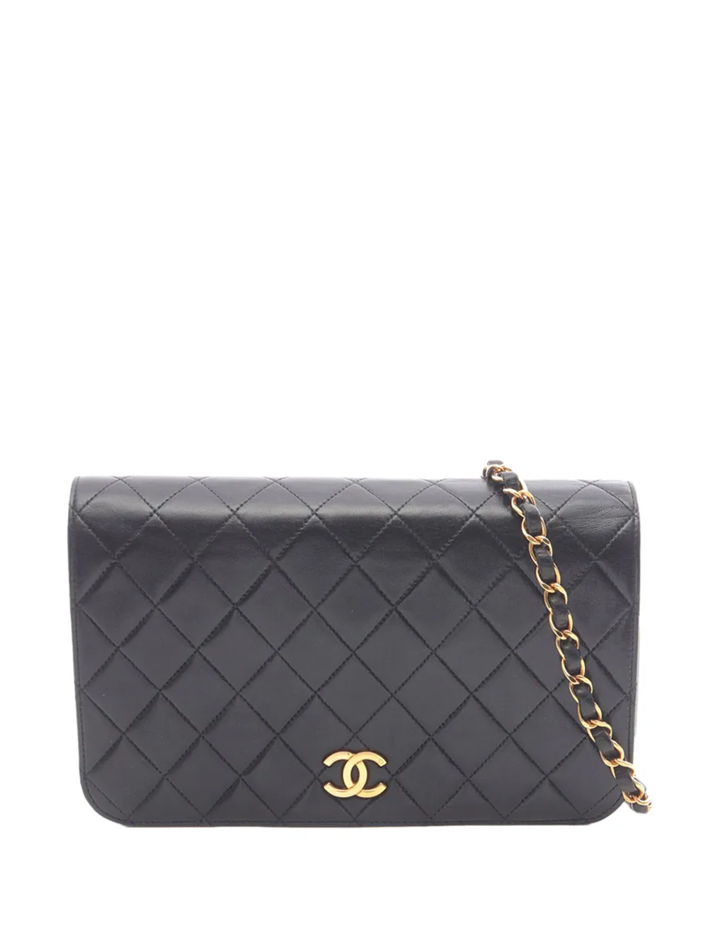 CHANEL Pre-Owned Borsa a spalla trapuntata in pelle di agnello con battente 1994-1996 - Nero