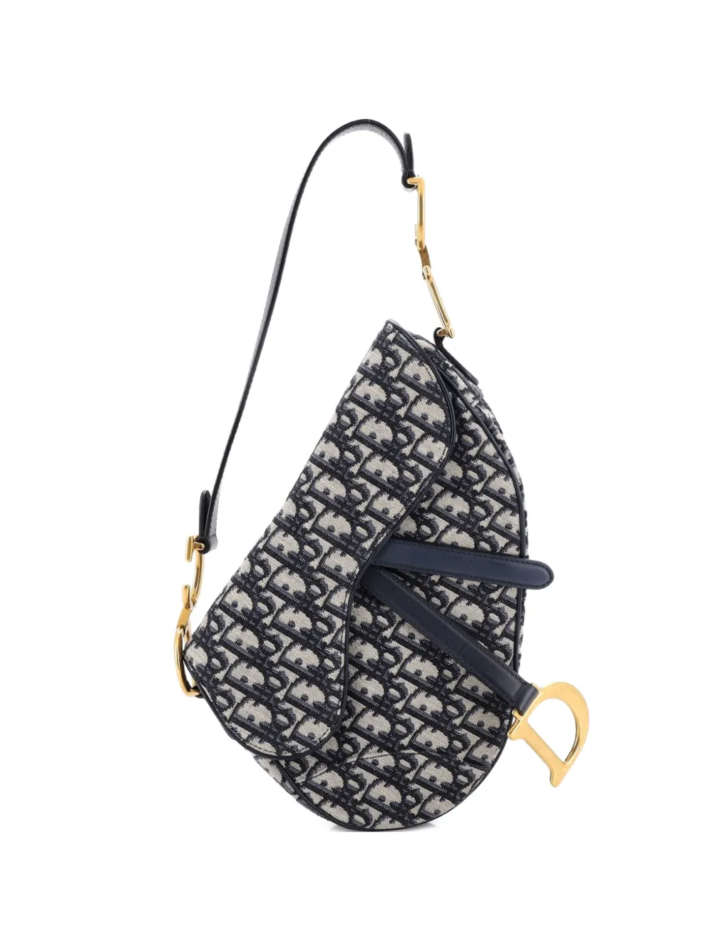 Christian Dior Pre-Owned Saddle Handbag Oblique Canvas Medium shoulder bag - Blu