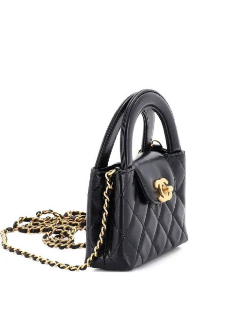CHANEL Pre-Owned Kelly Top Handle Shopping Bag Quilted Shiny Aged Calfskin Nano crossbody bag