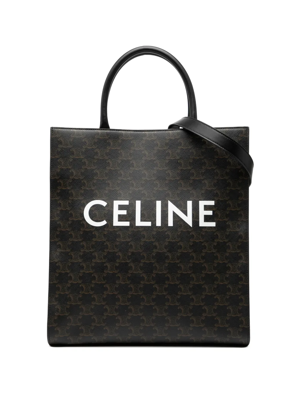 Celine Pre-Owned Borsa tote Vertical Cabas media in tela cerata Triomphe 2023 - Marrone