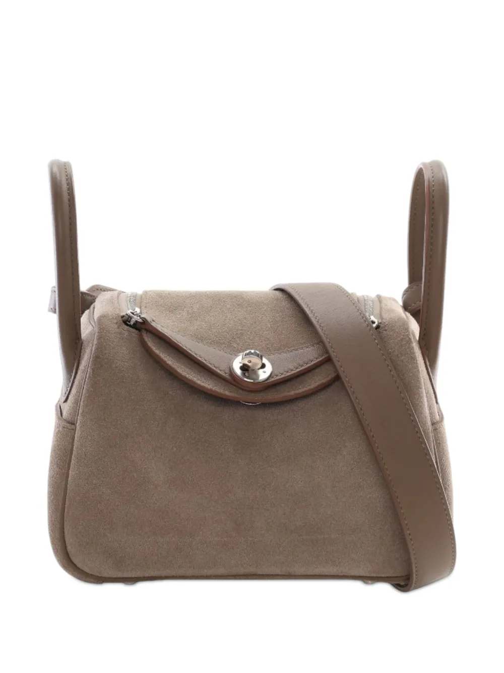 Hermès Pre-Owned 2023 Mini Veau Grizzly and Swift Lindy 20 satchel - Marrone