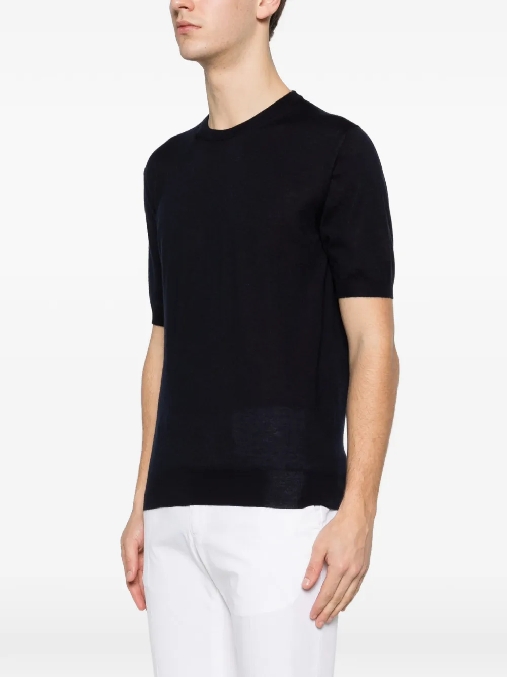 Short-Sleeve Crewneck Knitted Top