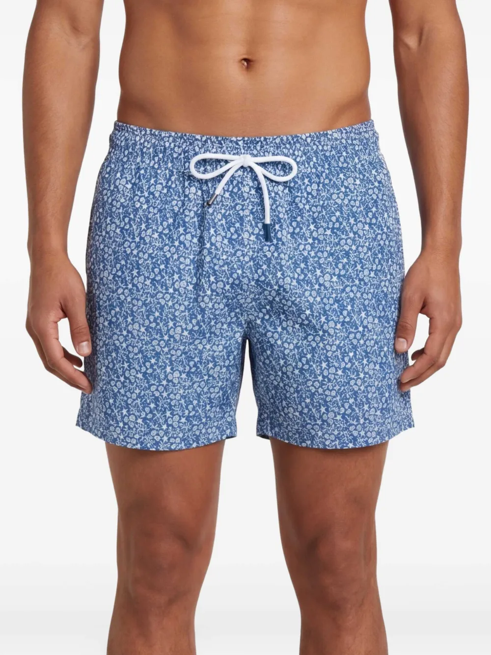Fedeli Zwembroek met trekkoord en print Blauw