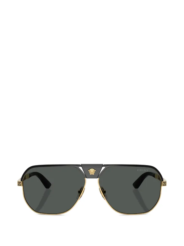 Versace Black Sunglasses with Gold Medallion Accents Versace Cat Eye Black Gold 4364-Q GB1/87 55-18-140 Sunglasses main image 3