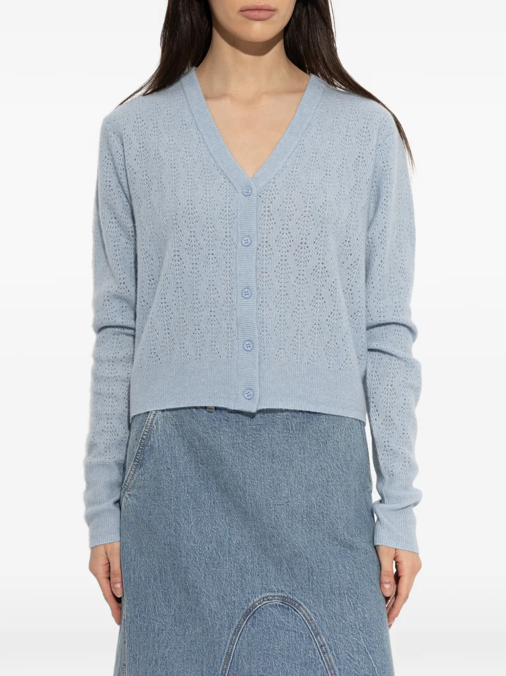 MUNTHE Byrd pointelle gebreid vest Blauw