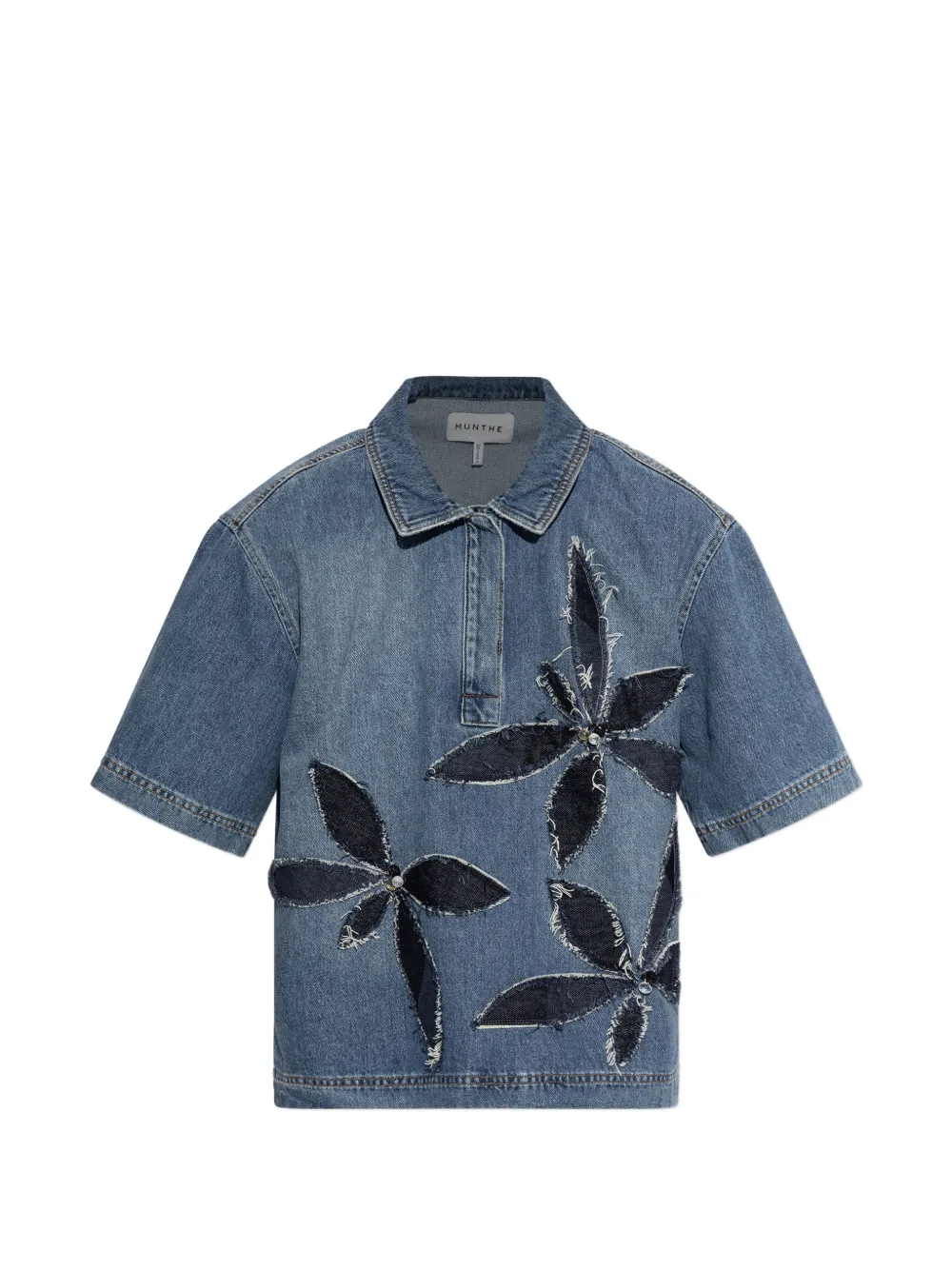 MUNTHE Bertrym floral-appliqué shirt - Blau