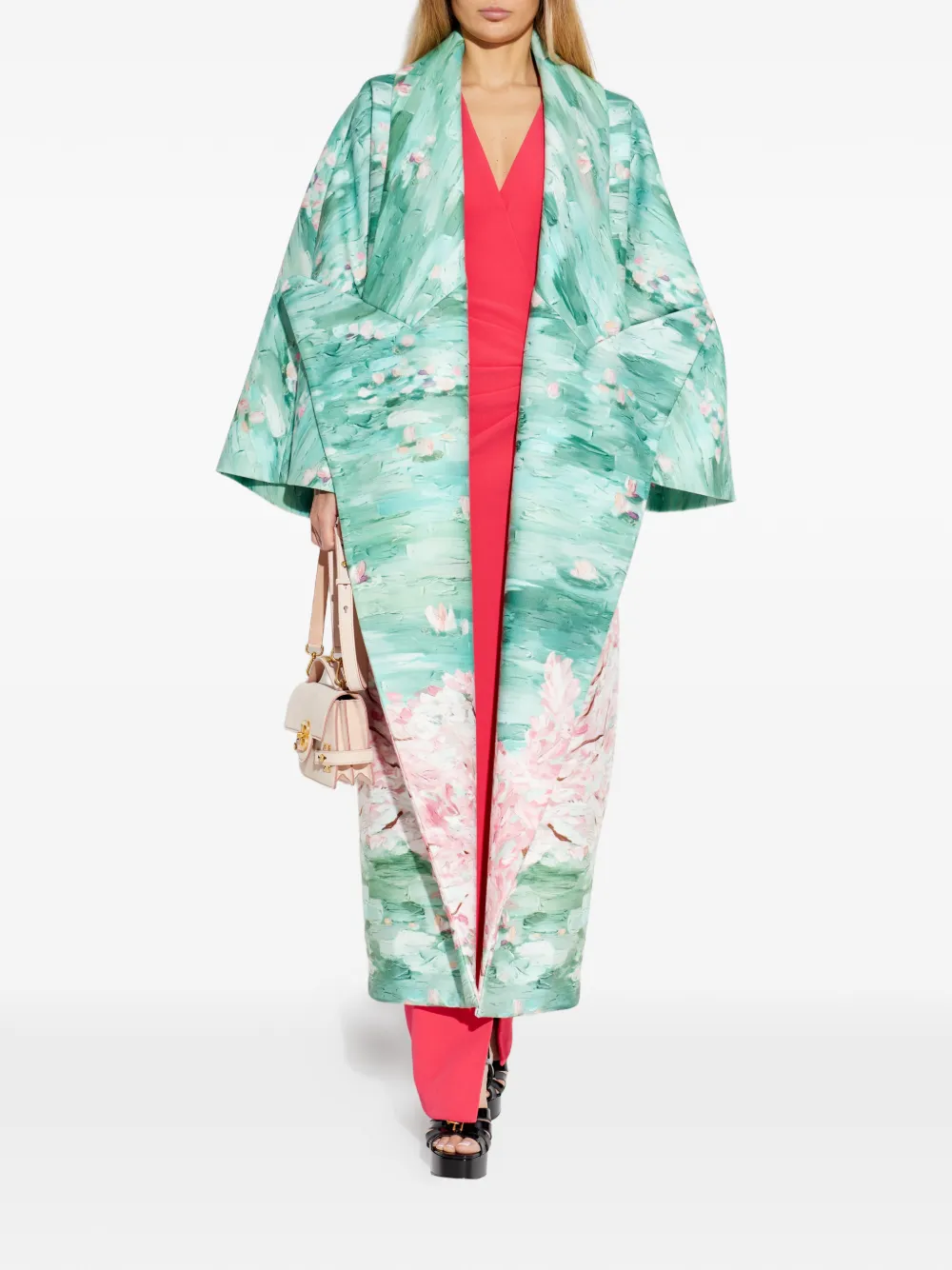  Balmain Floral-print Oversized Coat - Green 