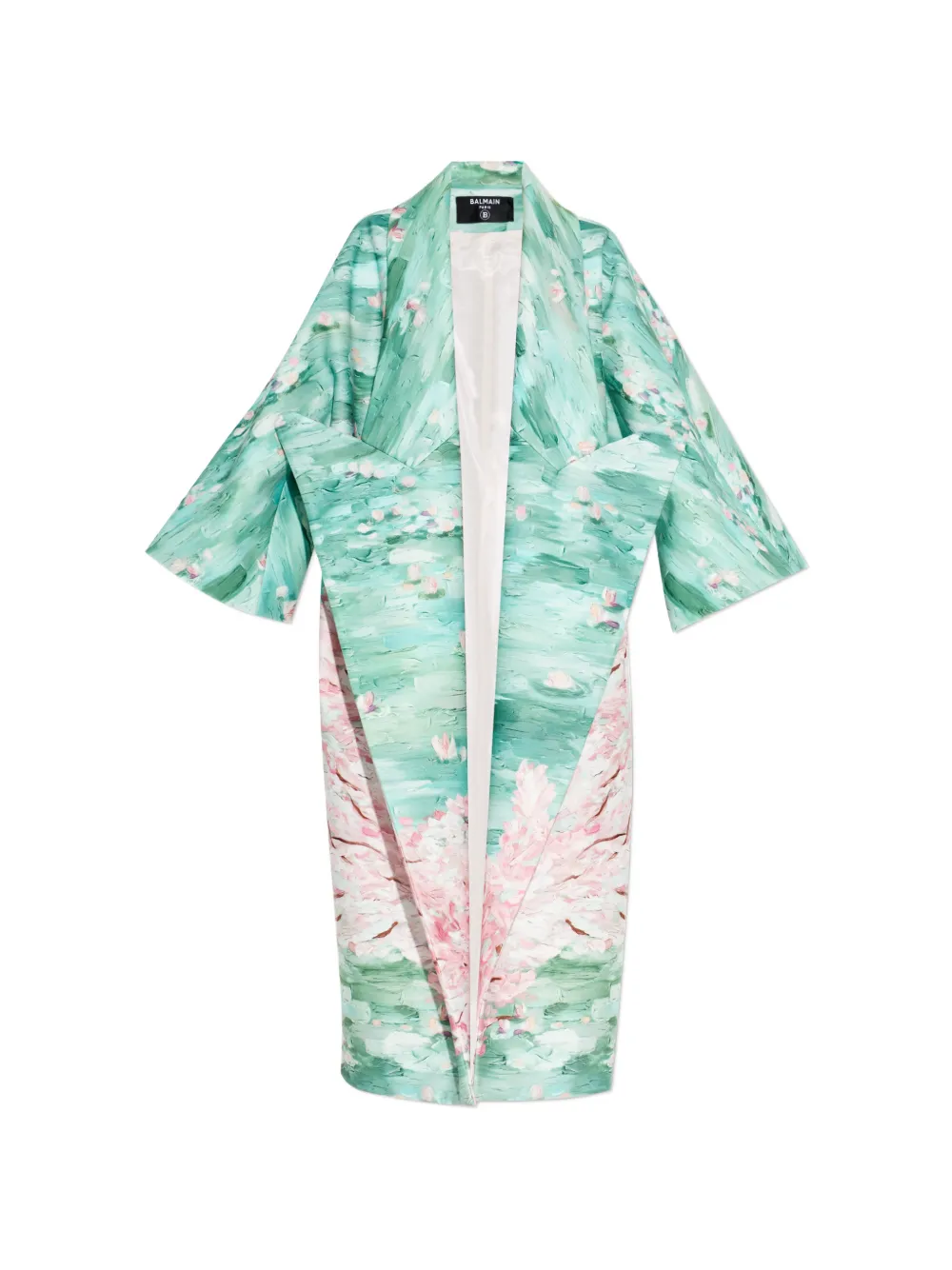 Balmain floral-print oversized coat - Green