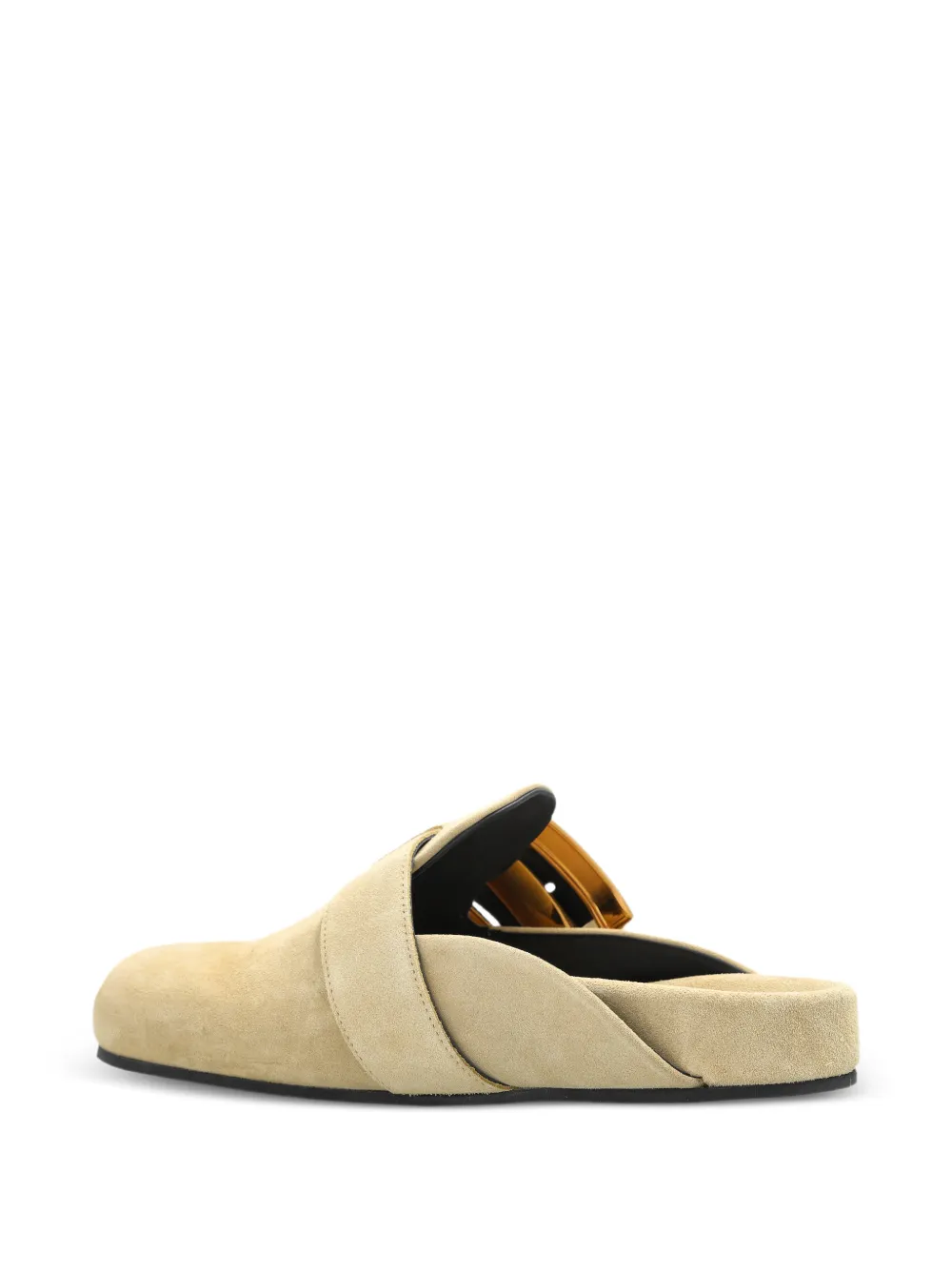  Balmain Buckled Flat Mules - Neutrals 