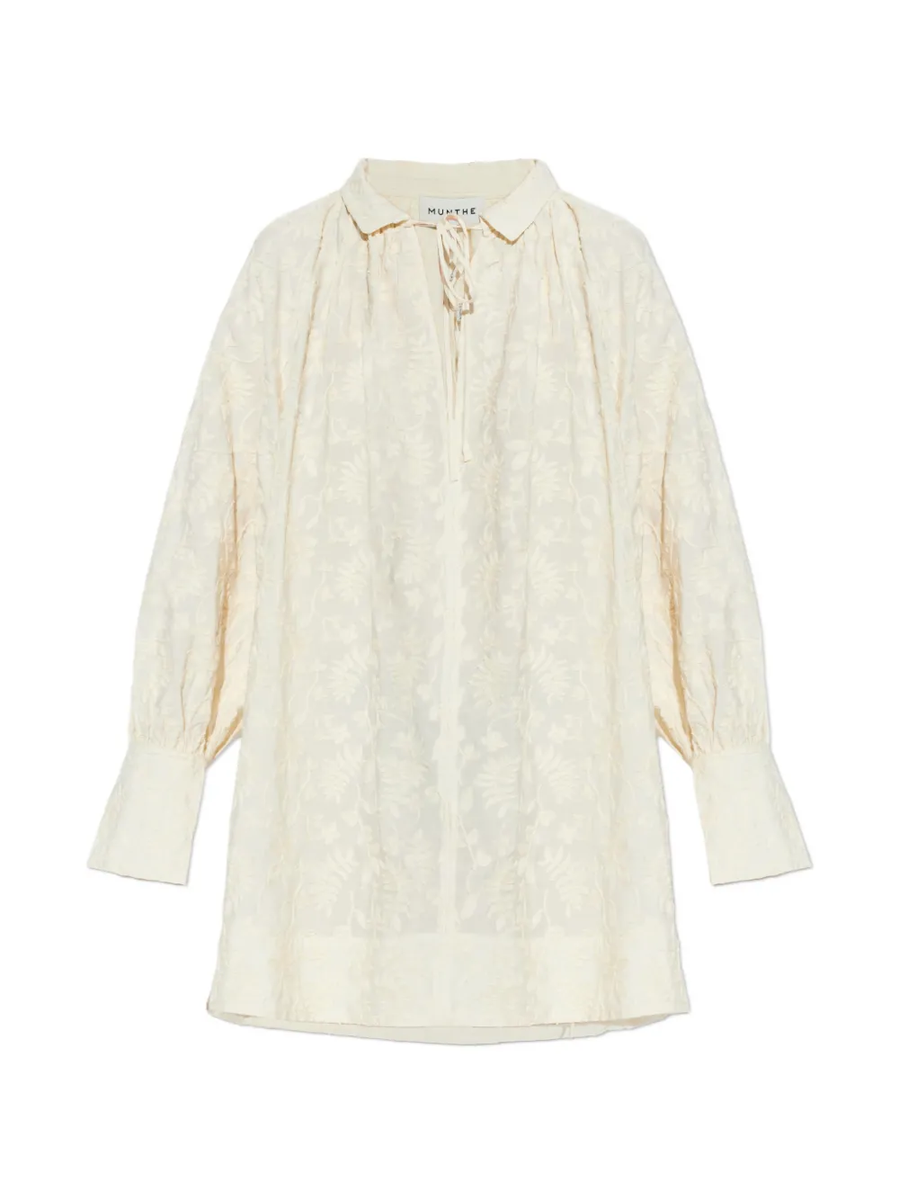 MUNTHE Betulli floral tie-neck mini dress - Toni neutri