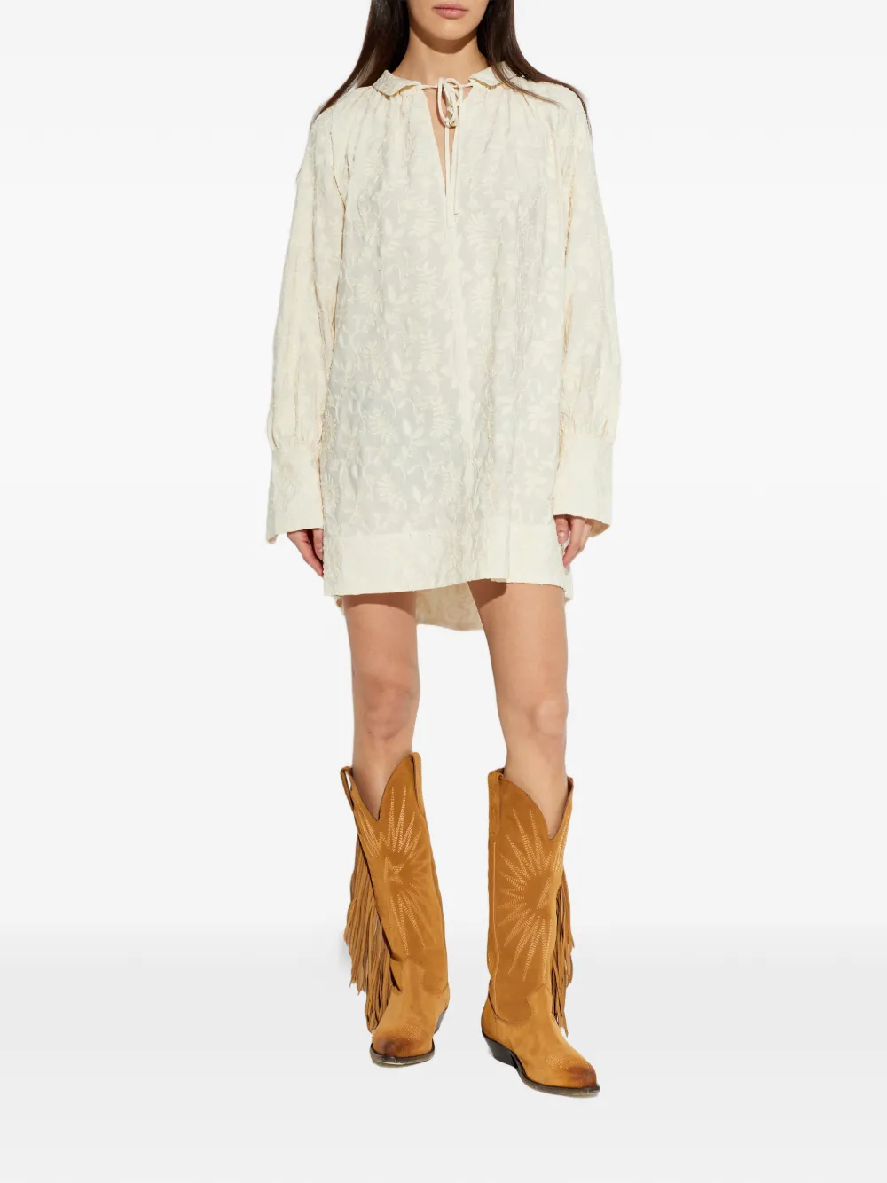 Betulli Floral Tie-Neck Mini Dress
