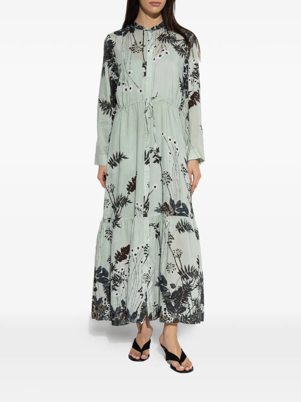 MUNTHE Bernadette gelaagde maxi-dress met bloemenprint Blauw