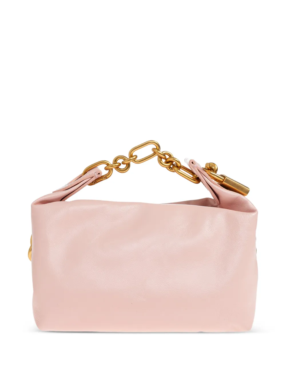  Balmain Mini Sync Chain Padlock Leather Tote Bag - Pink 