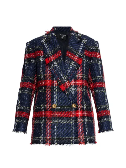 Balmain plaid-check tweed blazer