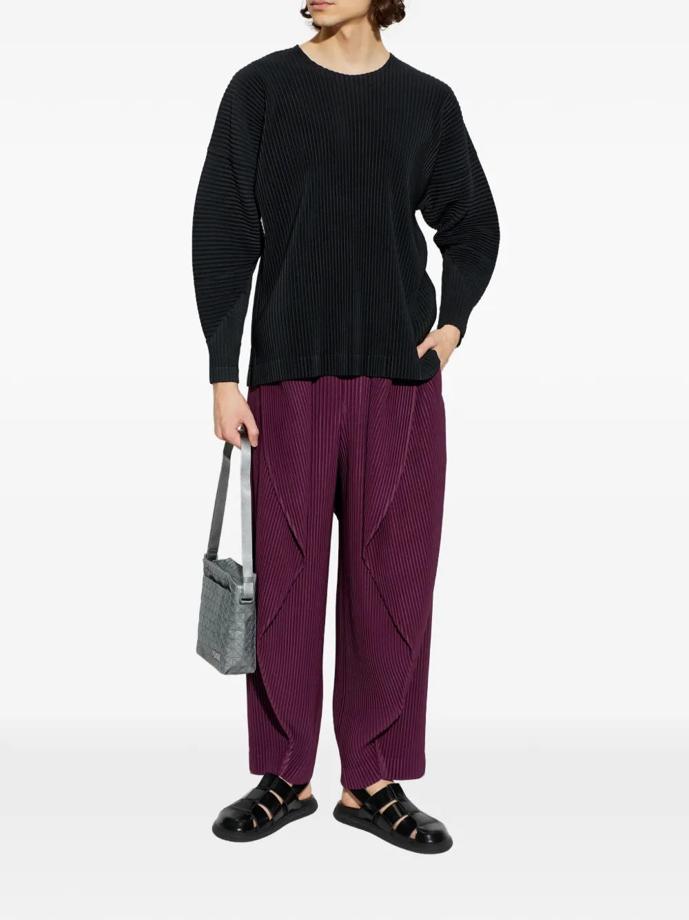 Homme Plissé Issey Miyake Geplooid T-shirt Zwart
