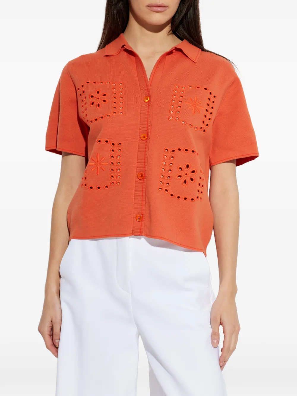  Ps Paul Smith Broderie-anglaise Shirt - Orange 