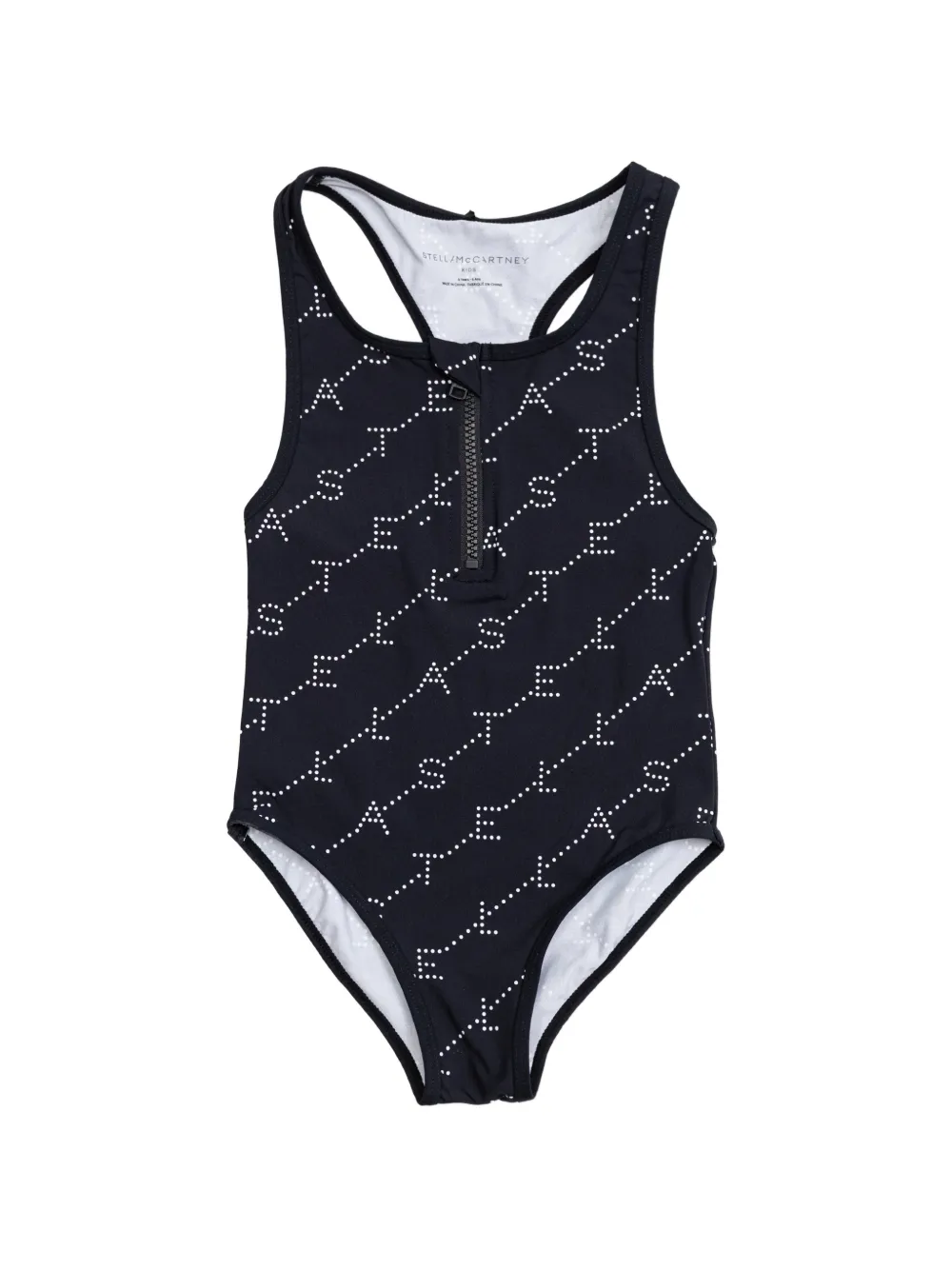 Stella McCartney Kids logo-pattern swimsuit - Nero