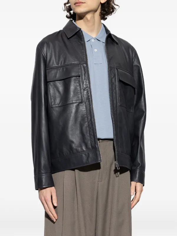 PS Paul Smith ジップアップ レザージャケット | ブルー | FARFETCH JP