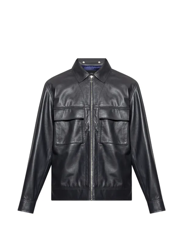 PS Paul Smith ジップアップ レザージャケット | ブルー | FARFETCH JP