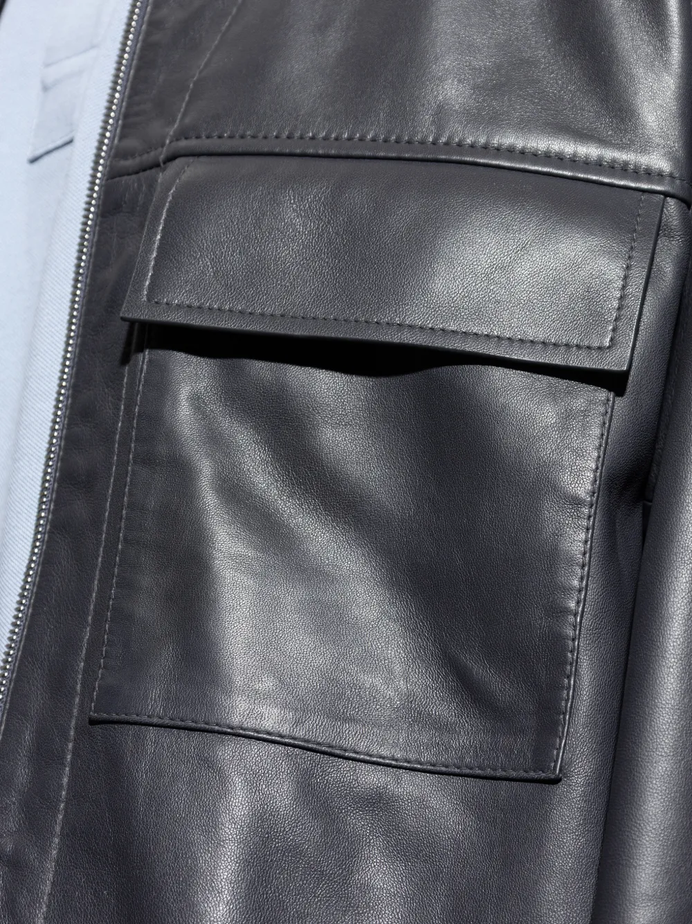 PS Paul Smith Leren jack met rits Blauw