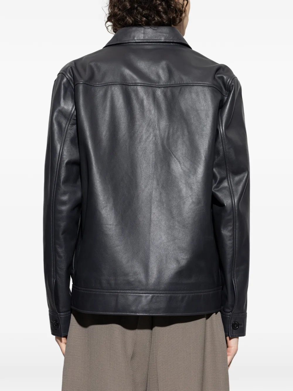 PS Paul Smith Leren jack met rits Blauw