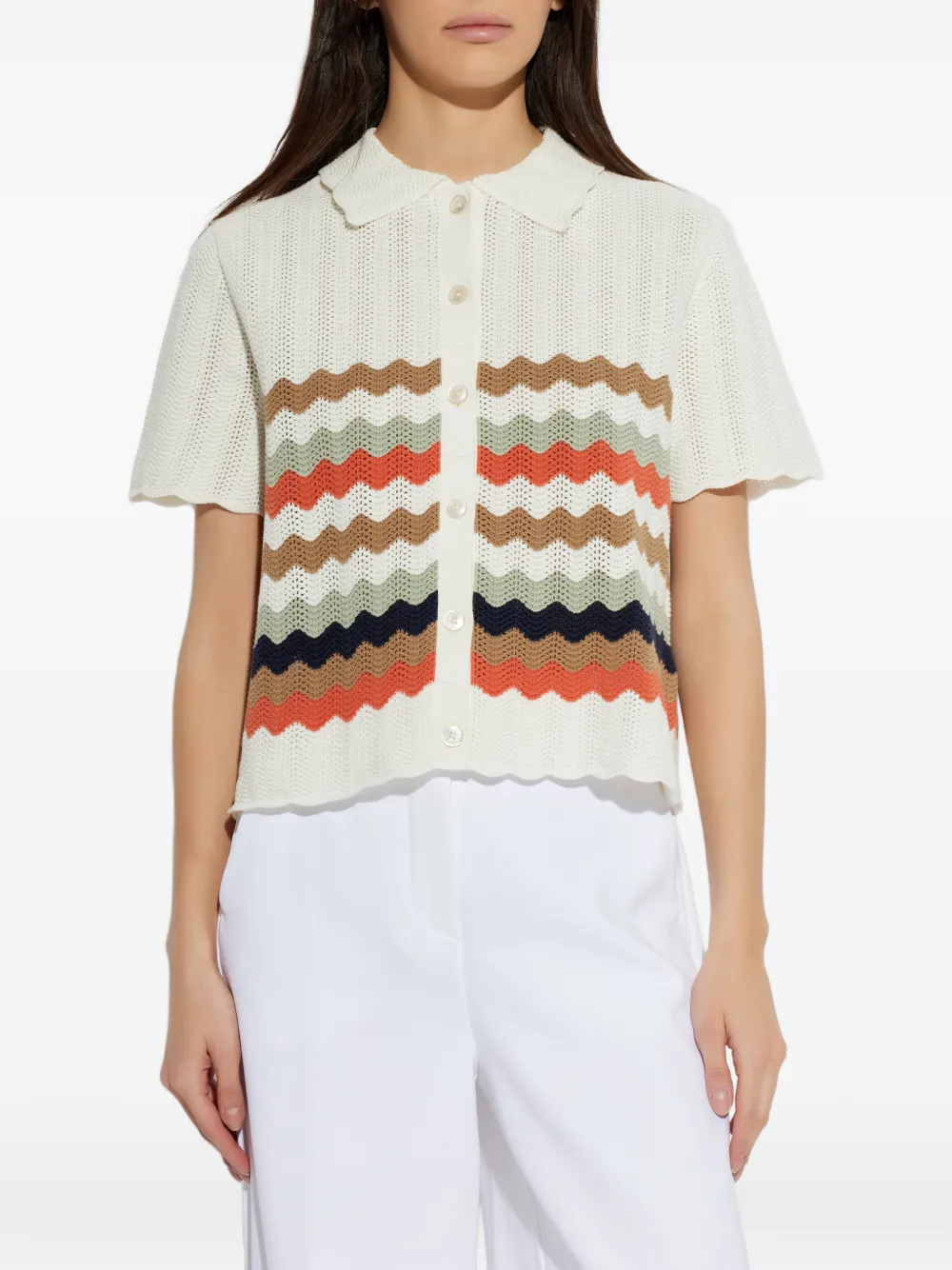  Ps Paul Smith Zigzag-pattern Crochet Shirt - Neutrals 