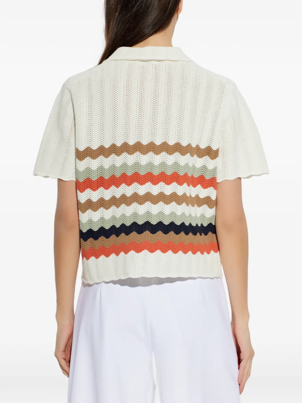 PS Paul Smith Gehaakte blouse met zigzag patroon Beige