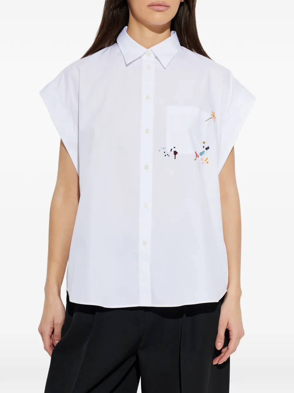  Ps Paul Smith Floral-embroidered Shirt - White 
