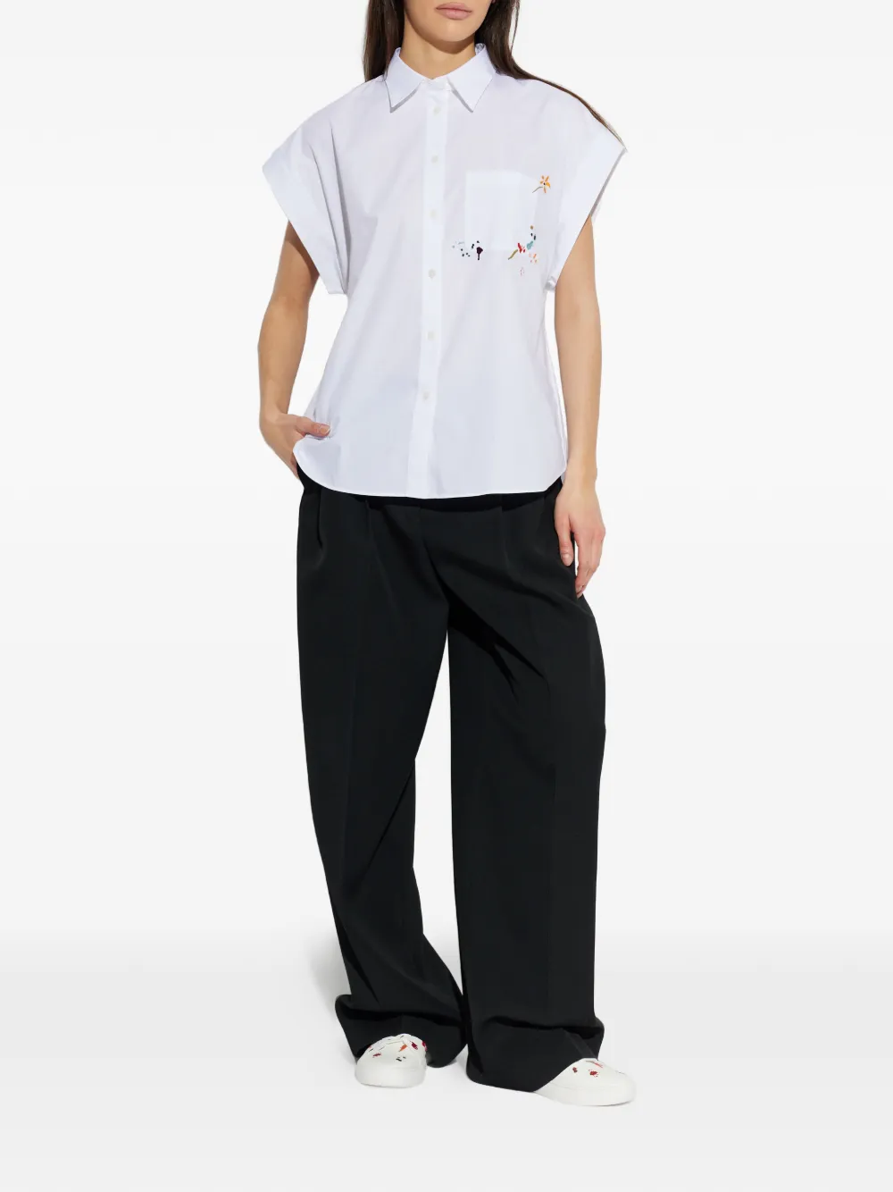  Ps Paul Smith Floral-embroidered Shirt - White 