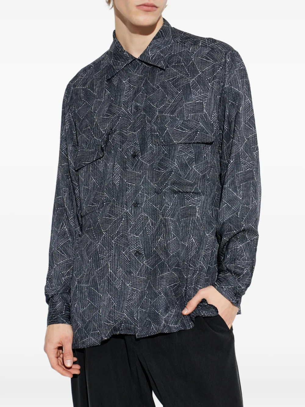 Giorgio Armani Overhemd met geometrische print Grijs