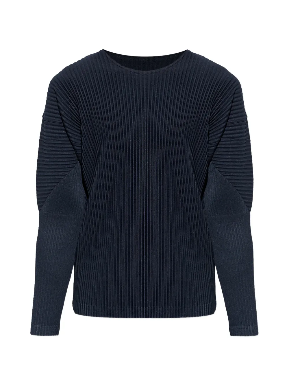 Homme Plissé Issey Miyake long-sleeved pleated T-shirt - Blu